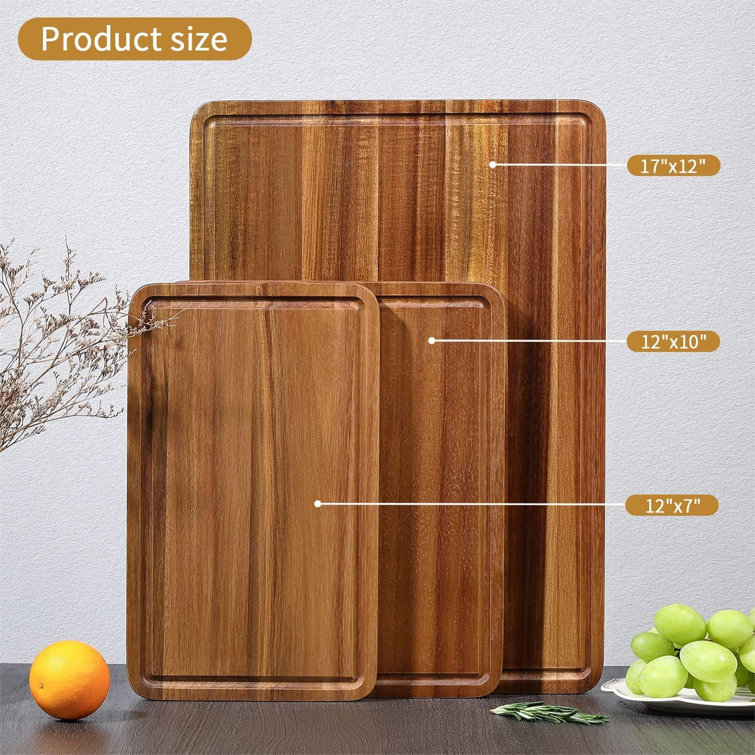 Wooden Cutting Boards for Kitchen - Bamboo Chopping Board Set of 3