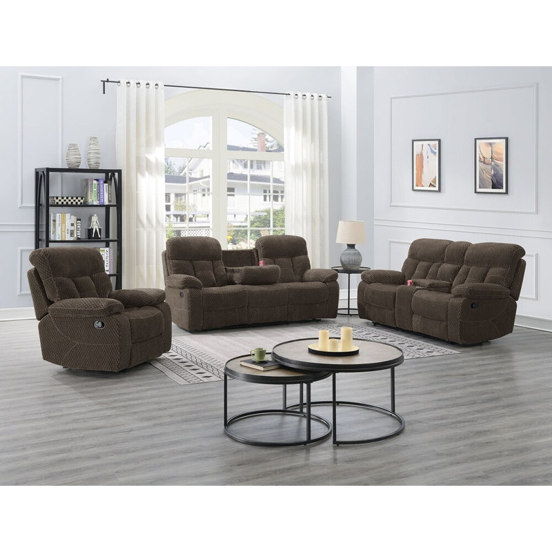 Ensemble de salon contemporain en microfibre 3 pièces