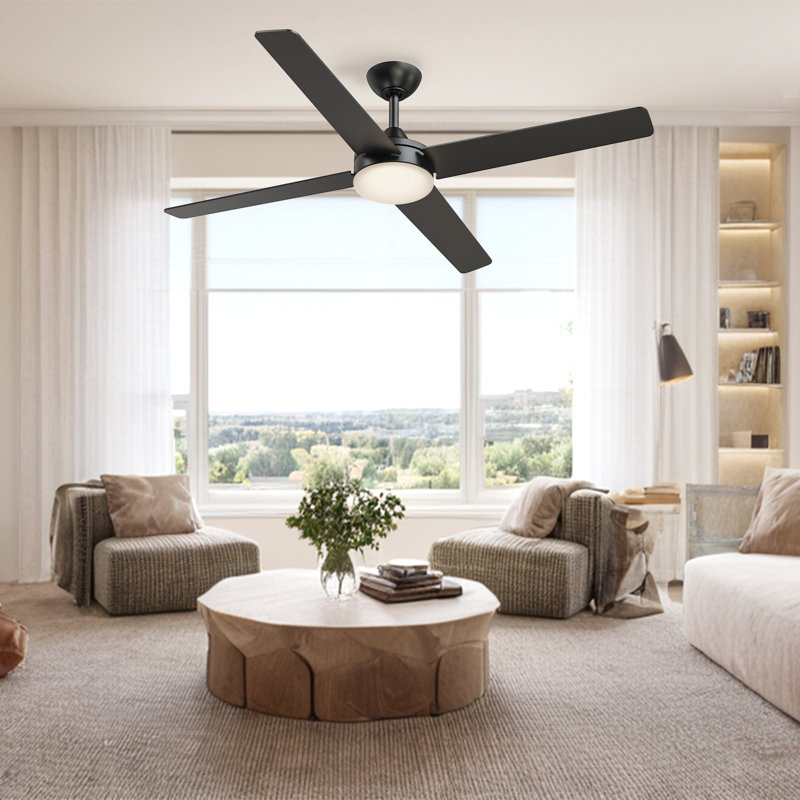 Arleston 52 in Indoor Matte Black Ceiling Fan with Dimmable Integrated LED and Remote Control
