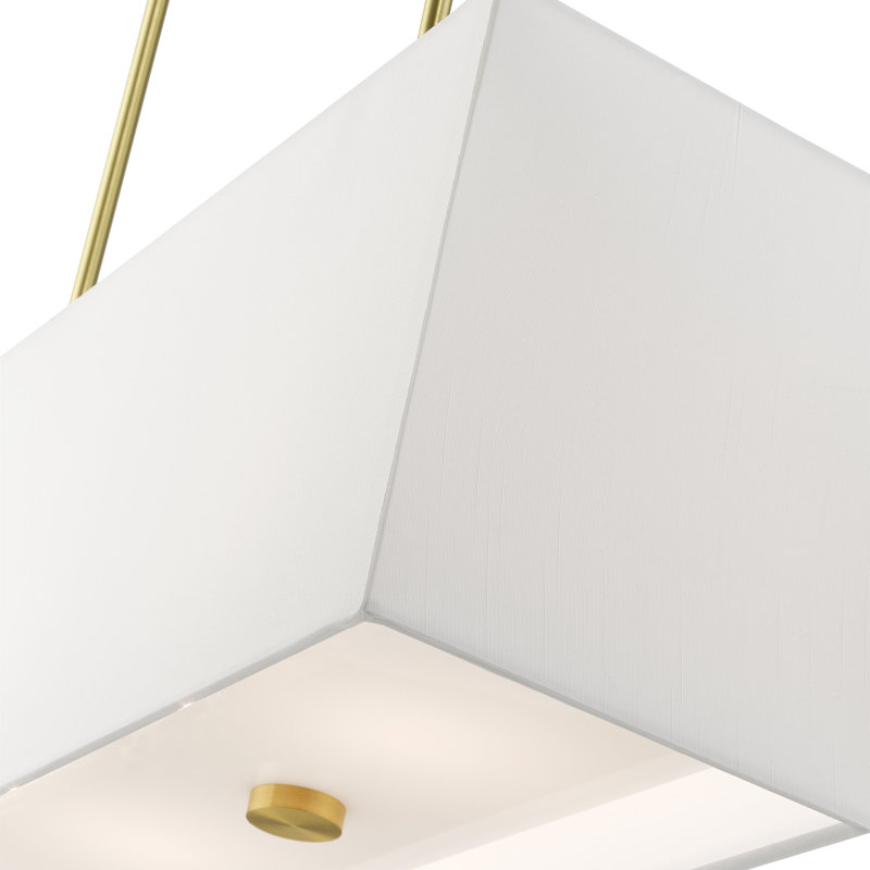 Ashauna 4-Light Dimmable Rectangular Chandelier, Satin Brass