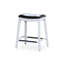 Tabouret de comptoir 24 po, finition blanche, siège en cuir noir
