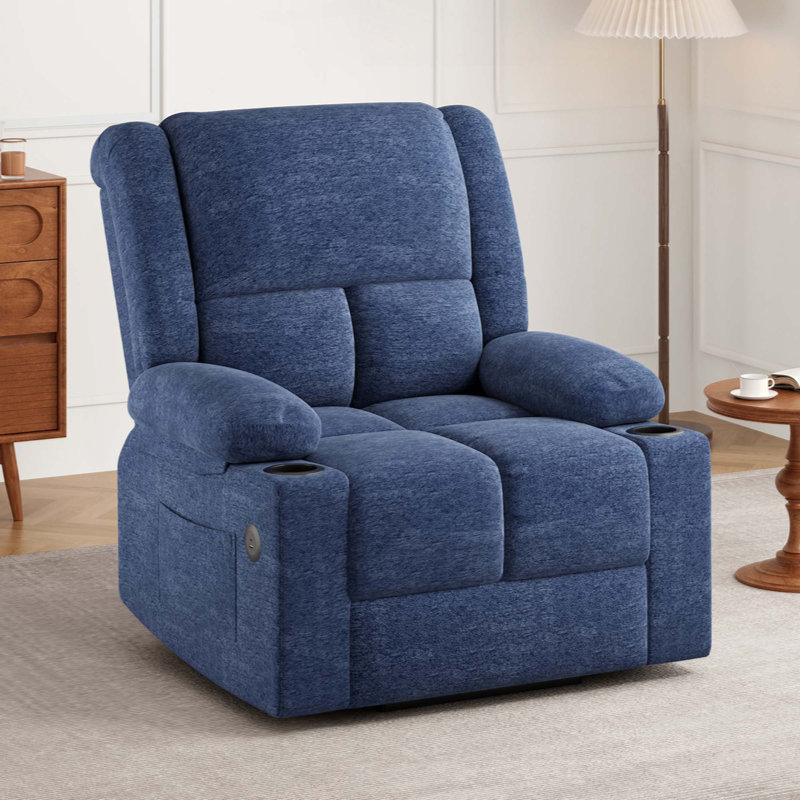Fauteuil inclinable Power Lift avec massage et chaleur pour personnes âgées, ports USB et porte-gobelets