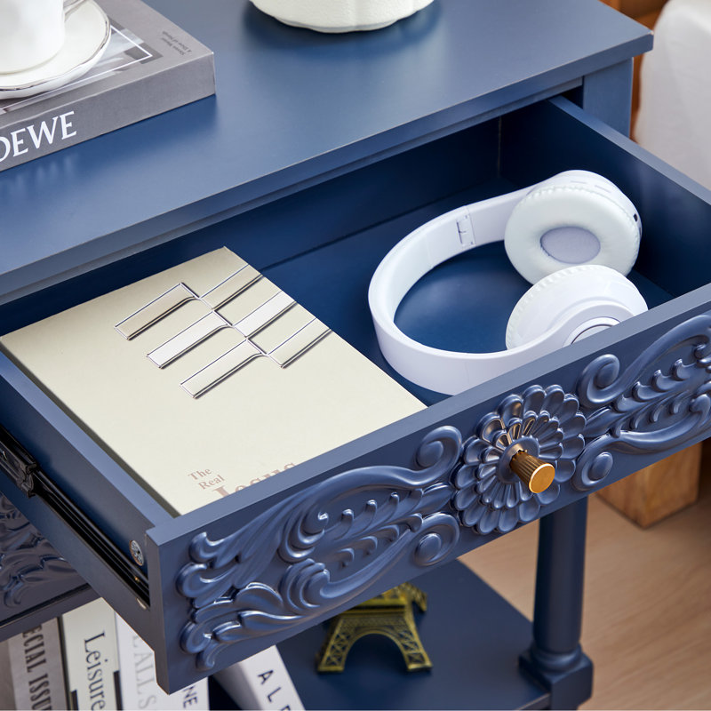 Tables de chevet 2 tiroirs 27,55 po, Bleu