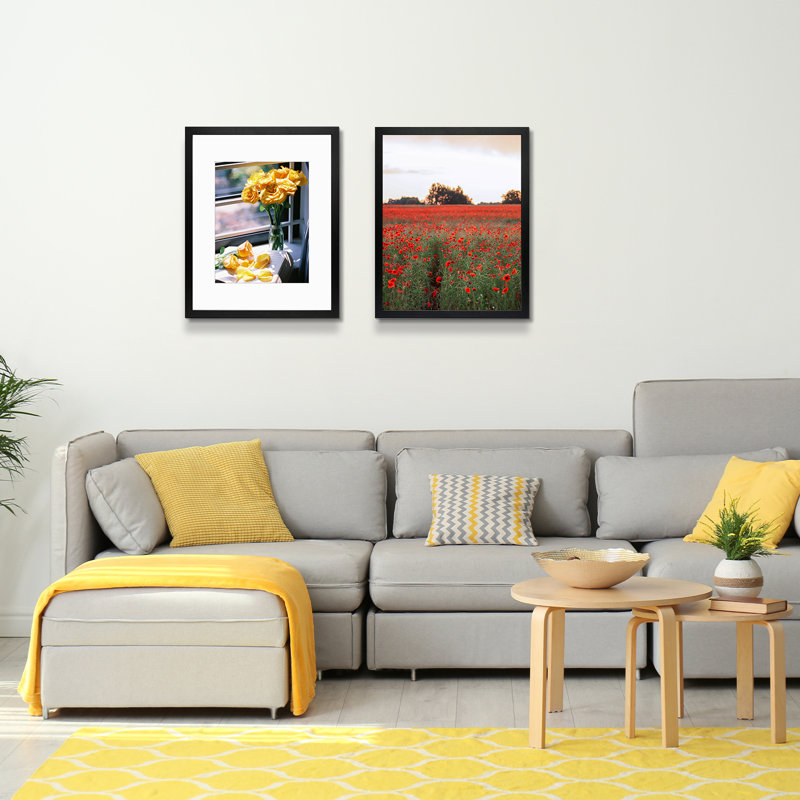 Cadres photos muraux Matte Gallery - Basics by Wayfair ™, Noir, 16 po x 20 po emmêlé à 11 po x 14 po