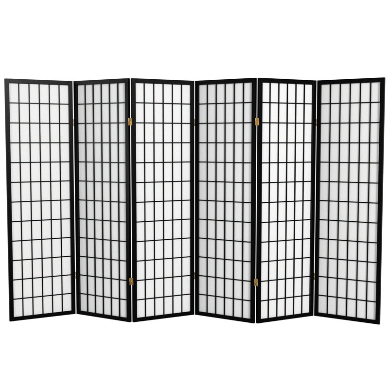 Paravent haut pliable 58,75 "Alex, Noir, 6 panneaux