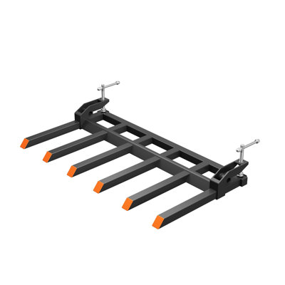 Clamp-On Debris Forks for 60 Inch Tractor Bucket, 4400 LB Capacity, 6 Tines, Quick Attach, Powder-Coated Rust Resistant Bucket Attachment, Black
