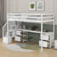 Structure de lit simple de taille mezzanine avec bureau intégré et tiroirs-264241366