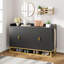 Buffet cannelé de 119 cm (47 po) avec tablette réglable et plateau à rebord surélevé, meuble de rangement moderne pour salon, cuisine et entrée.-585909072