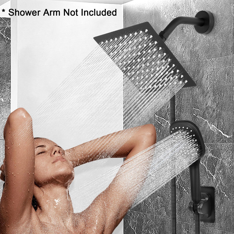 8-Inch Shower Set With Hose, Matte Black