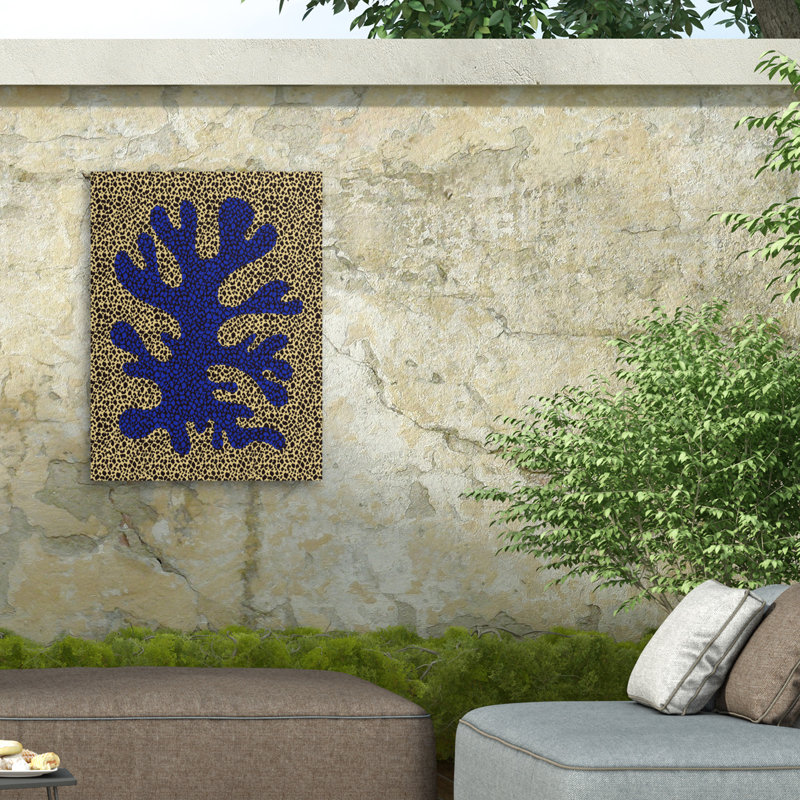 Little Dean  Blue And Yellow Coral Study Outdoor  Canvas, H 14 po x l 19 po