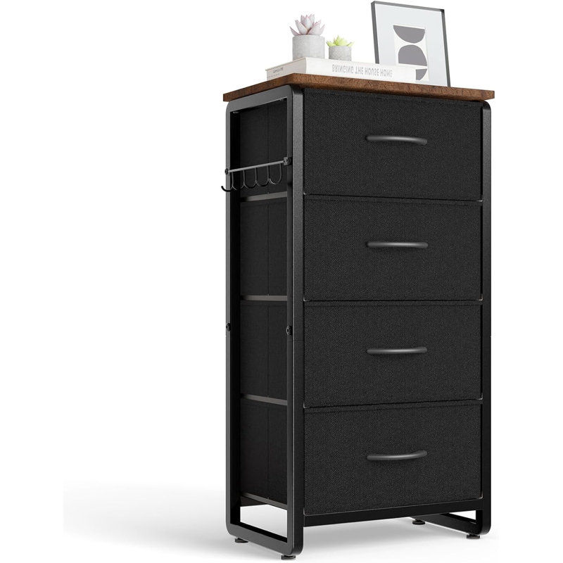 4 Drawer Storage Drawer, Black