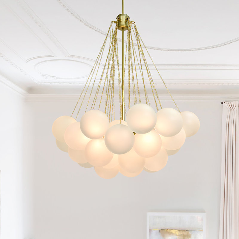 Aniston 3-Light Glass Globe Bubble Chandelier, Gold, 98cm H x 80cm W x 80cm D
