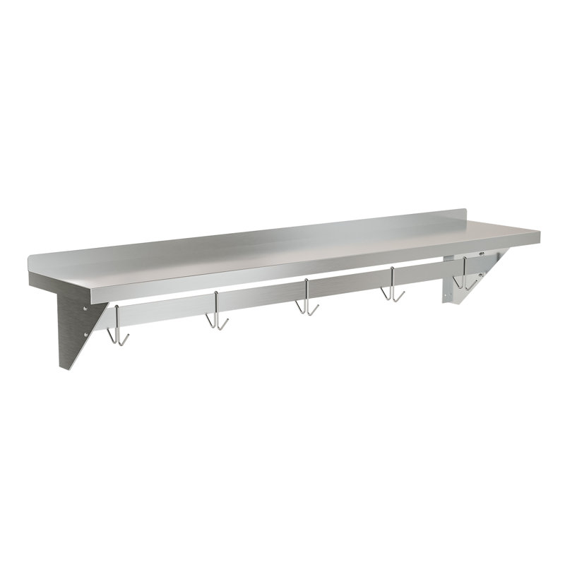 Stainless Steel Wall Mounted Kitchen Shelf with Pot Rack