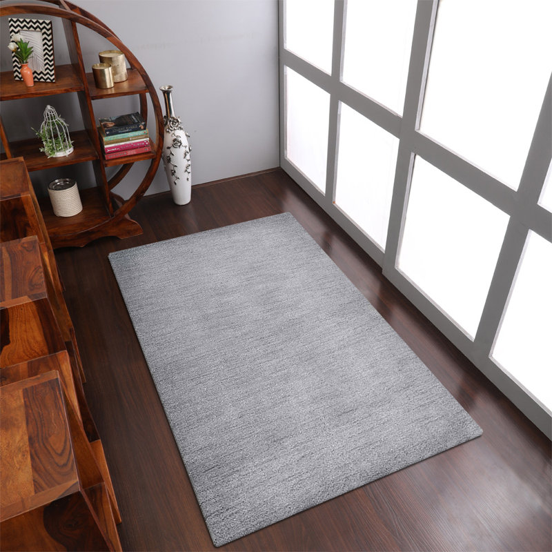 Tapis écologiques en laine nouée à la main de la collection Manns, Gris, Rectangulaire 8 pi x 10 pi