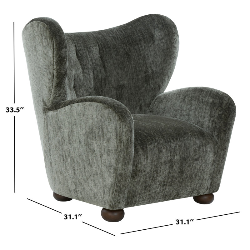 Galloway Wingback Accent Chair, Dark Green Chenille