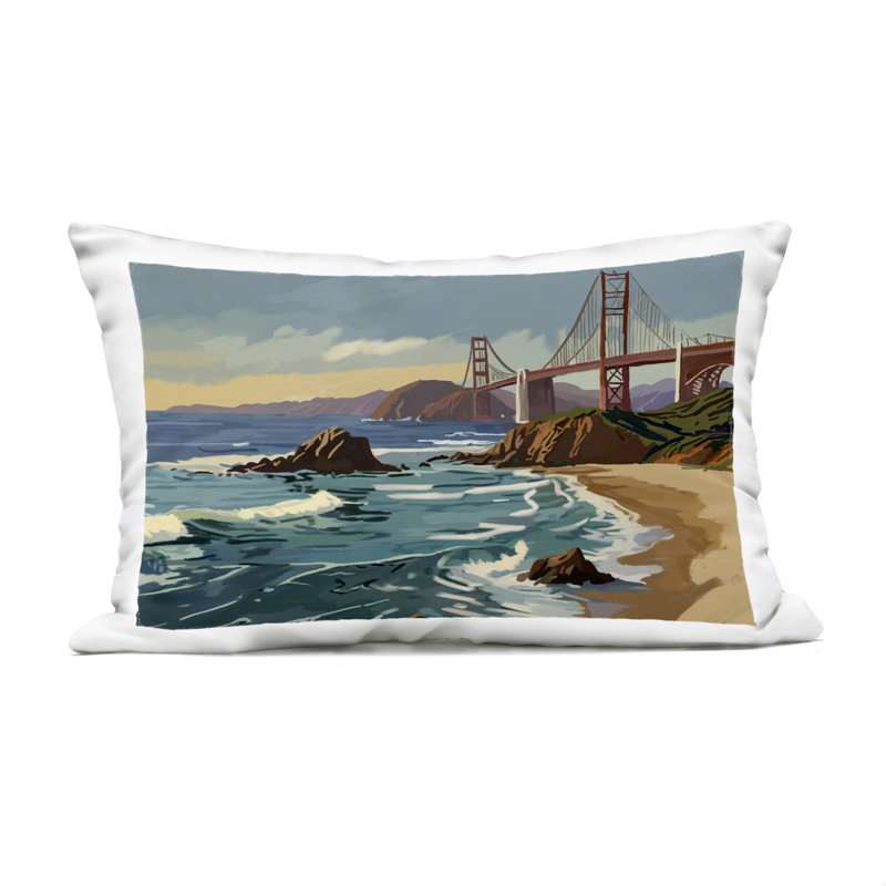 Coussin d'extérieur San Francisco Shoreline, imprimé par Amelia Noyes