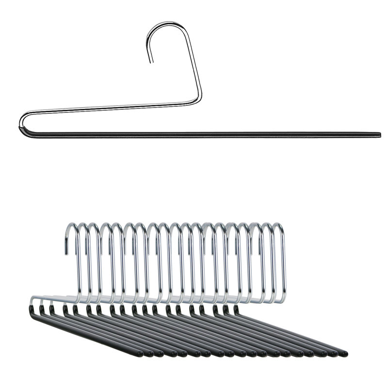 Cintre standard en métal antidérapant pour jupe / pantalon, Noir