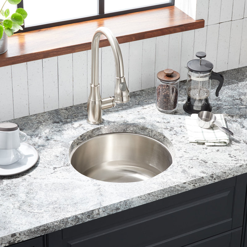 Calverton Signature Hardware 16.375" Circular Stainless Steel Undermount Prep Sink