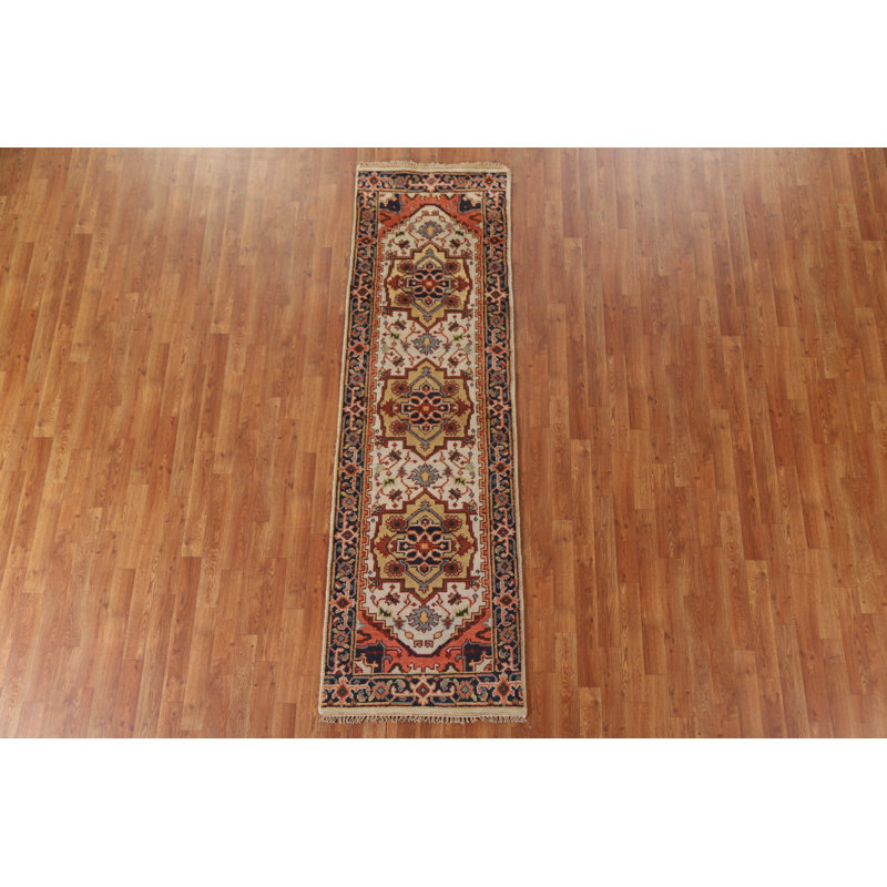 Tapis ivoire Heriz Serapi noué à la main 2 x 8