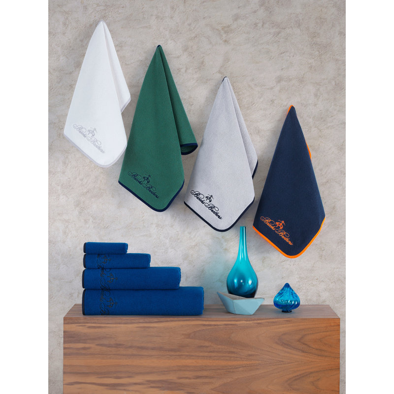 Ensemble de 2 serviettes de bain en coton turc, Bleu marine