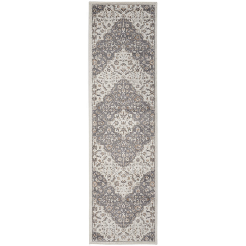 Tapis ivoire traditionnel Rheba, Tapis de couloir 2 pi 3 po x 7 pi 6 po