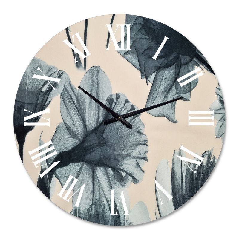 Tissu tacheté fleurs rétro - horloge murale maison de campagne, Grand