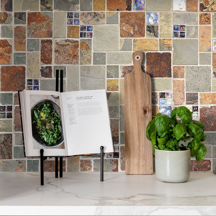 Mosaic Kitchen 12 x 12 Slate/Glass Mosaic Sheet Wall Floor Use Tile