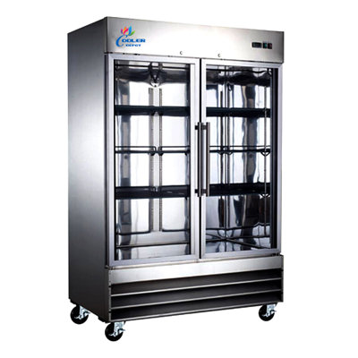 54 In. W 47 Cu.ft Two Glass Door Refrigerator Display Reach-In Upright Commercial Merchandiser