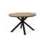 Table de salle à manger d'extérieur, plateau en teck et pieds en métal noir