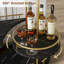 Chariot-bar à 3 niveaux avec support et porte en verre, chariot de service rotatif à 360 ° avec tablettes en panneau de fibres à densité moyenne