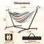  Double Canvas Hammock with Steel Stand with Storage Bag for Indoor/Outdoor Garden, Patio, Deck, Yard & Balcony, Blue-579972116