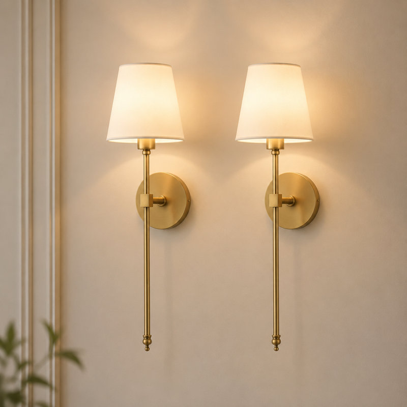 Plastic LED Battery Powered Armed Sconce, Gold
