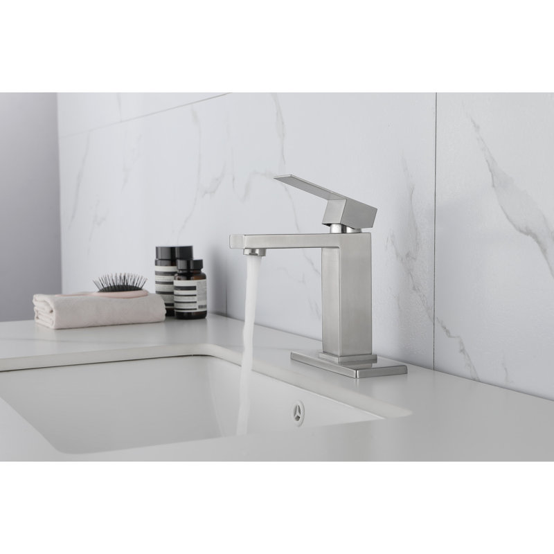 Single Handle Bathroom Faucet With Pop - Up Drain And Overflow, Made Of Stainless Steel, Brushed Nickel Surface, Smooth Splash Water Flow, Rust , Simple Setup Steel Design, Finish, Bubble Filled