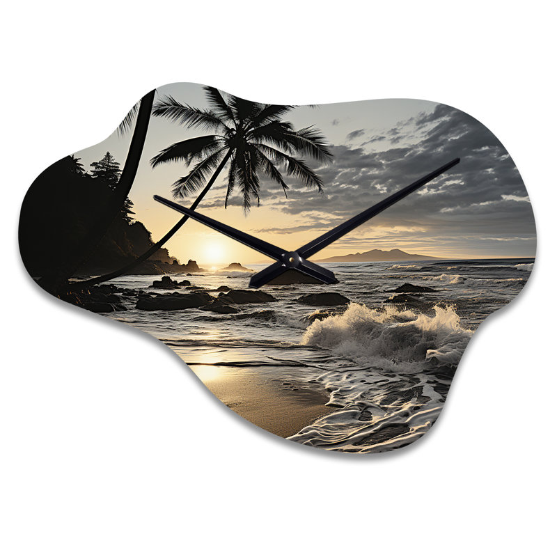 Beach Photo Tropical Escape IV - Cloud Shape Large Black Wall Clock Sculpture, Small