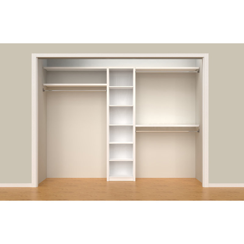 SpaceCreations 44" W - 115" W Closet System Starter Kit, Bright White Melamine
