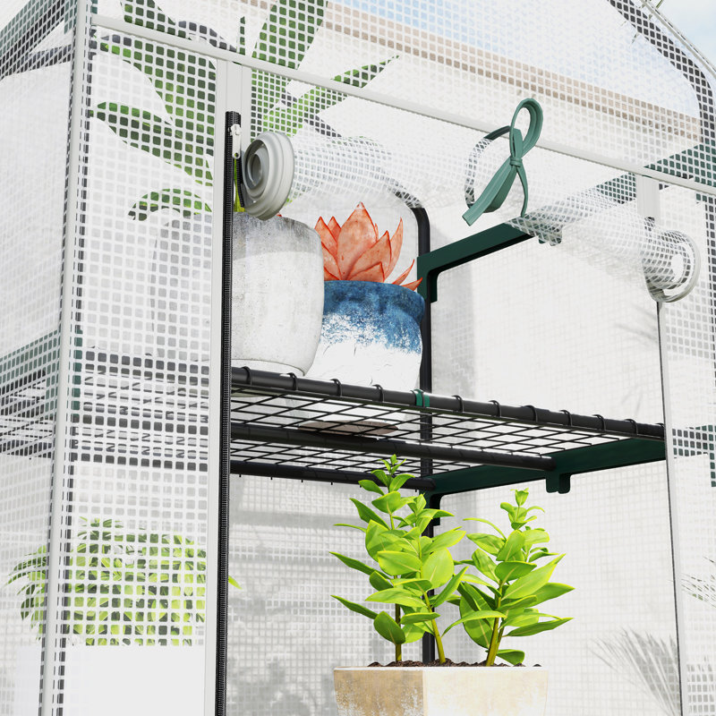 Valen  Five Tier Mini Greenhouse With Steel Frame And Zipped Door