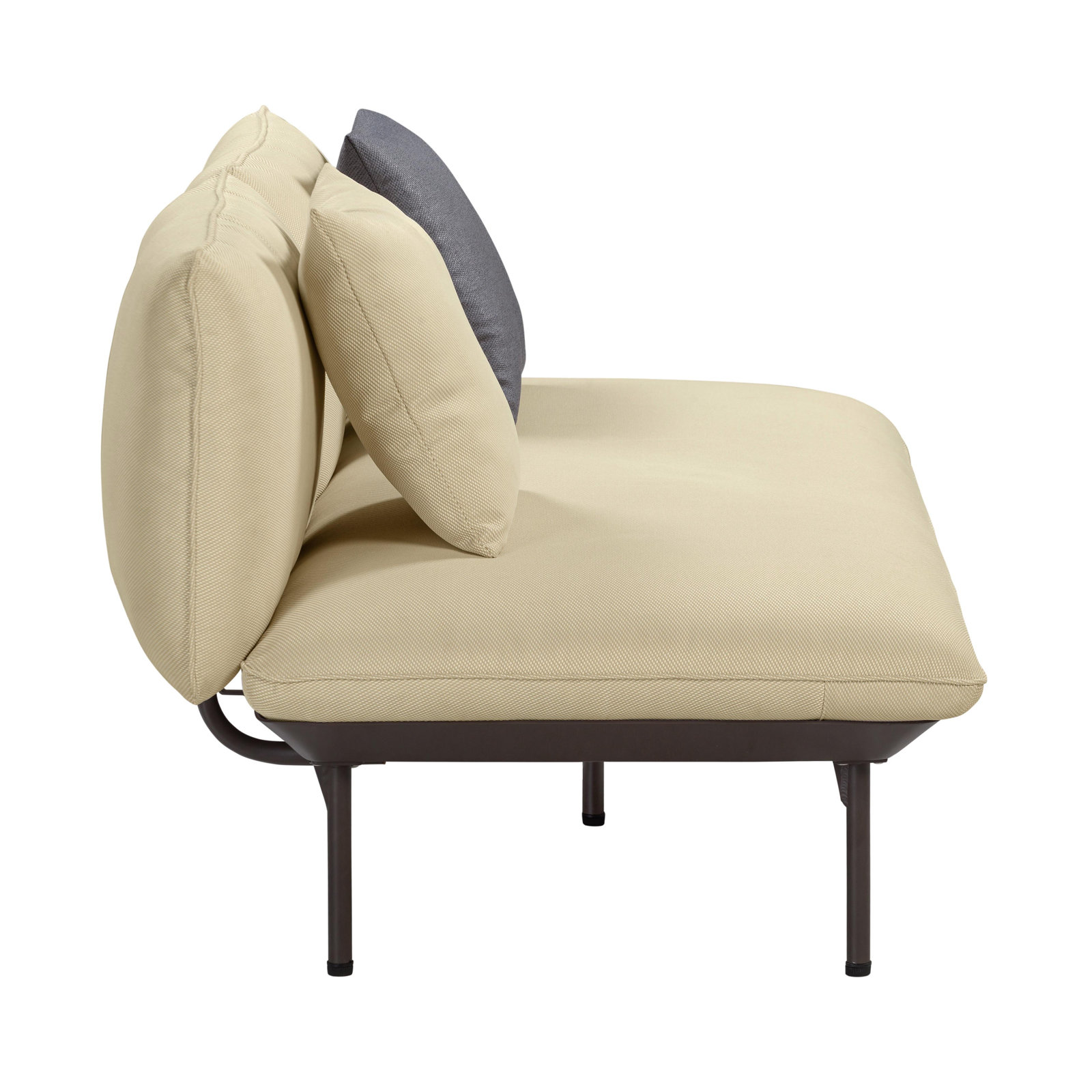 65.5'' Wide Aluminum Loveseat with Cushions, Beige, Dark Brown