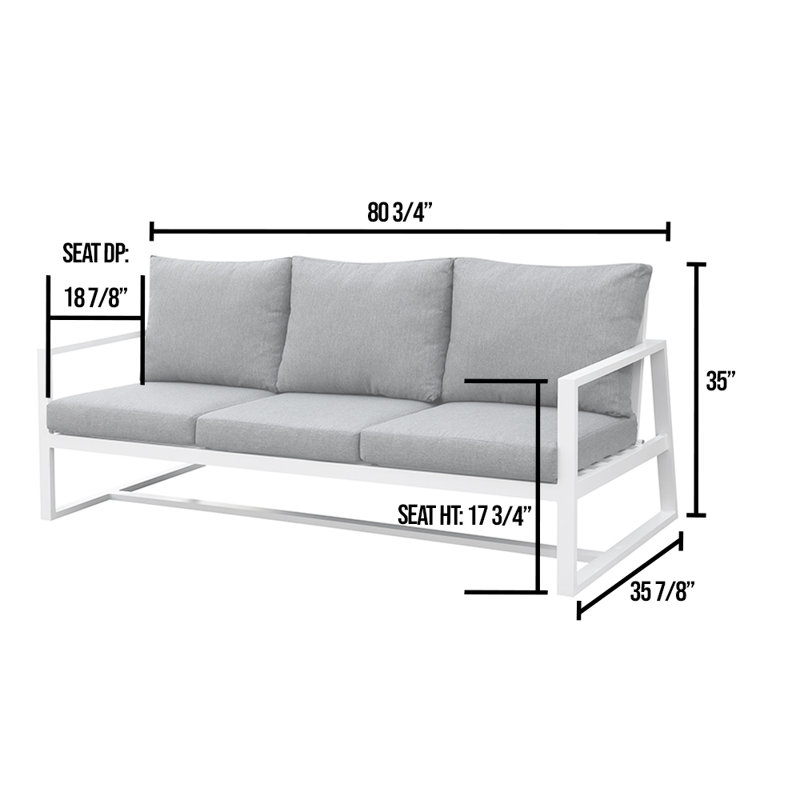 Ellayne 35'' Wide Patio Sofa with Cushions, Beige