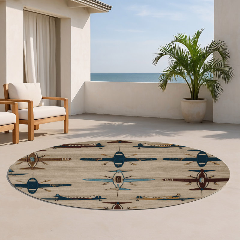 Tapis intérieur et extérieur gris Transport, Rond 5 pi