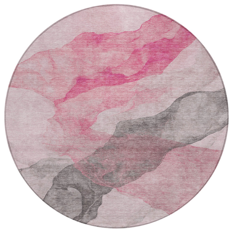 Machine Washable Indoor/Outdoor Xhevrie Blush Rug