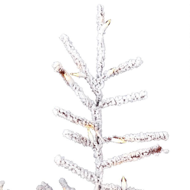 Flocked Stick Pine Artificial Christmas Tree, 6'