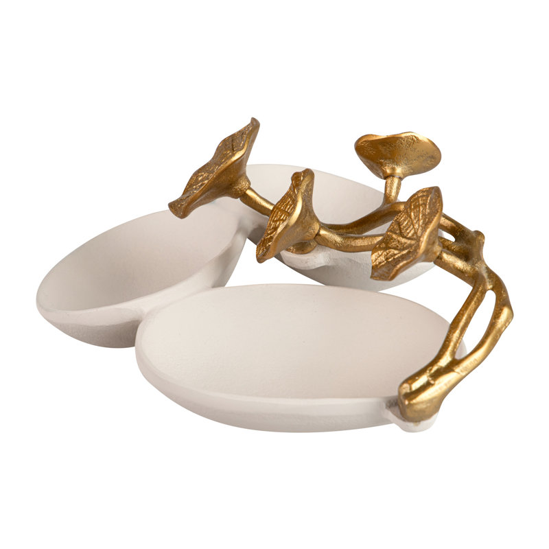 Aluminum Tray, White/Gold