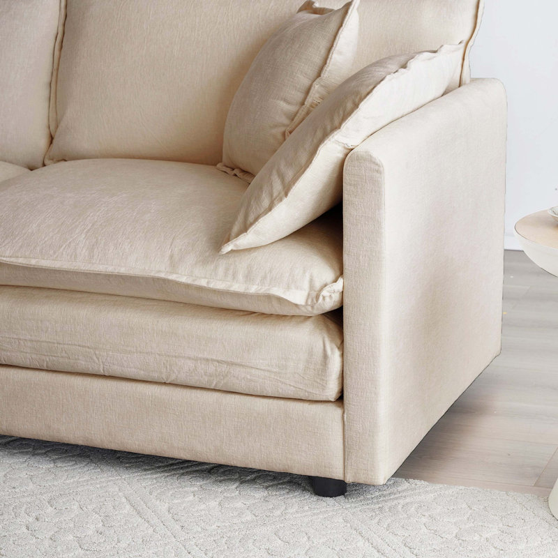 Canapé modulaire double à assise profonde en chanvre et siège profond modulaire double chenille, Light Coffee