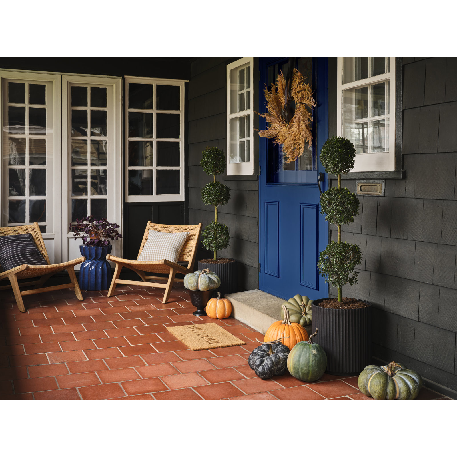 Stonesfield Ceramic Accent Stool, Blue