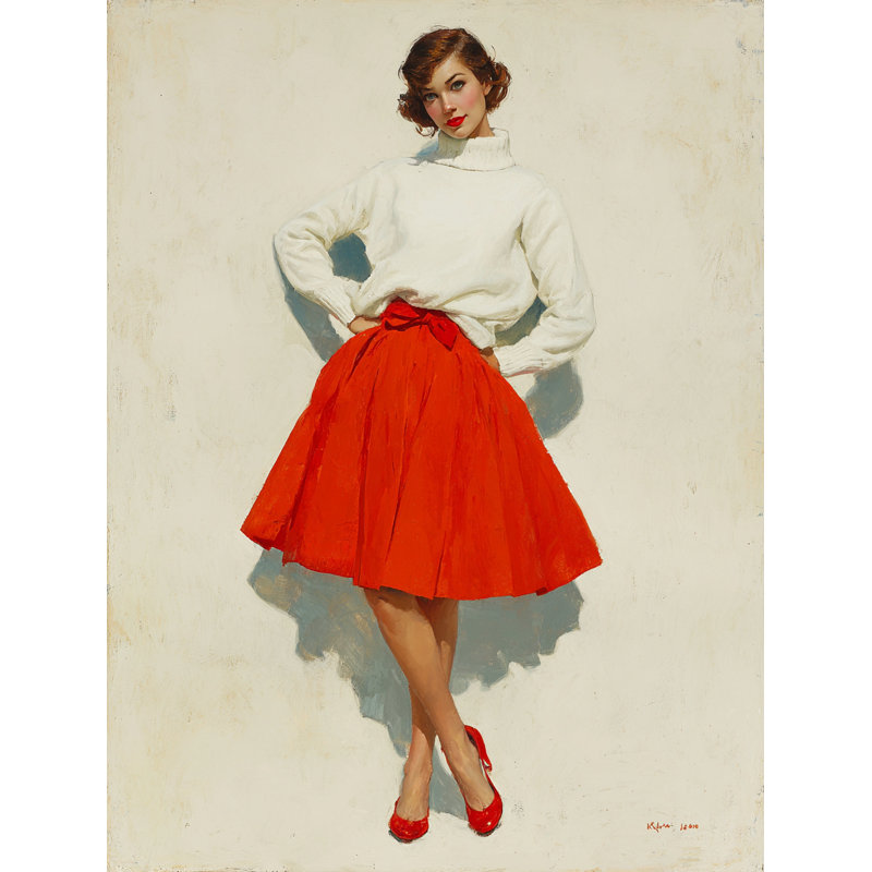 Art mural classique sur toile tendue rouge, H 48 po x l 36 po