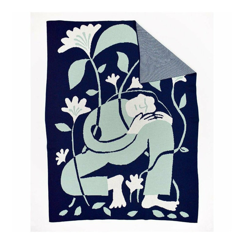 Grow Throw Blanket, Indigo, Merino Wool