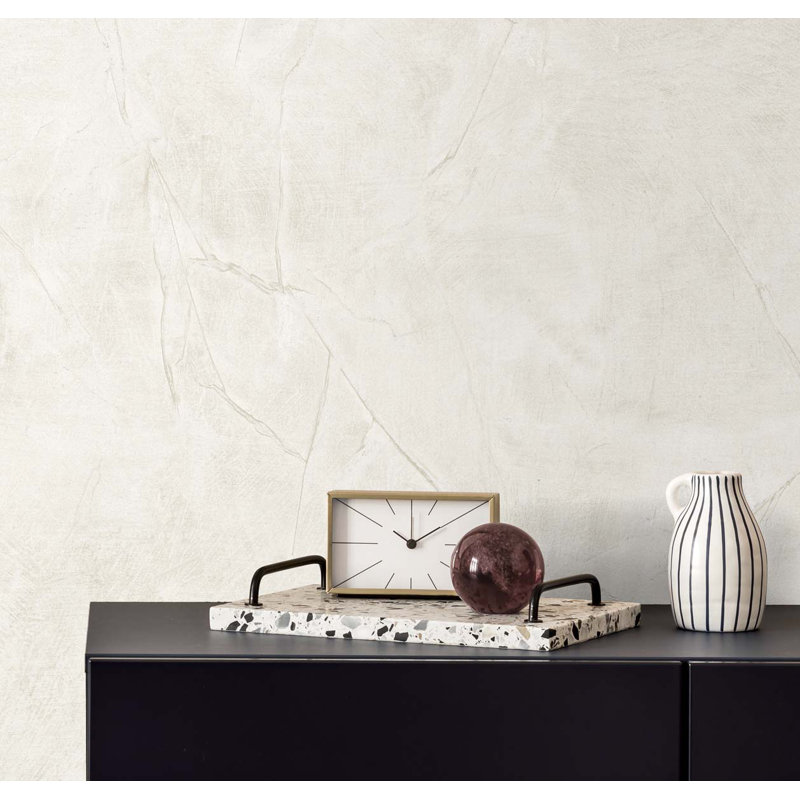 Rouleau de papier peint L 33 pi x l 20,5 po, Perle métallique / blanc cassé