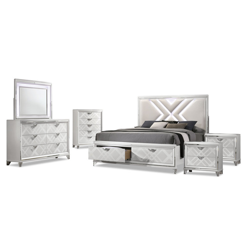 Waldrup Solid Wood Piece Bedroom Set, Queen, White