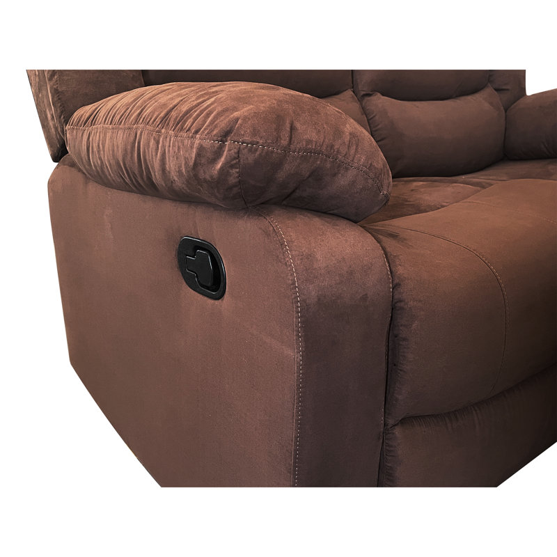 Frithiof 59"Microfiber Manual Recliner Chair Reclining Loveseat, Brown