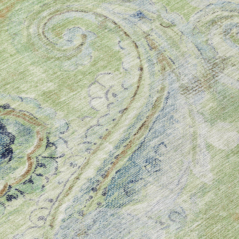 Machine Washable Indoor/Outdoor Chantille ACN2748 Paisley Rug, Aloe, 2'6" x 3'10"